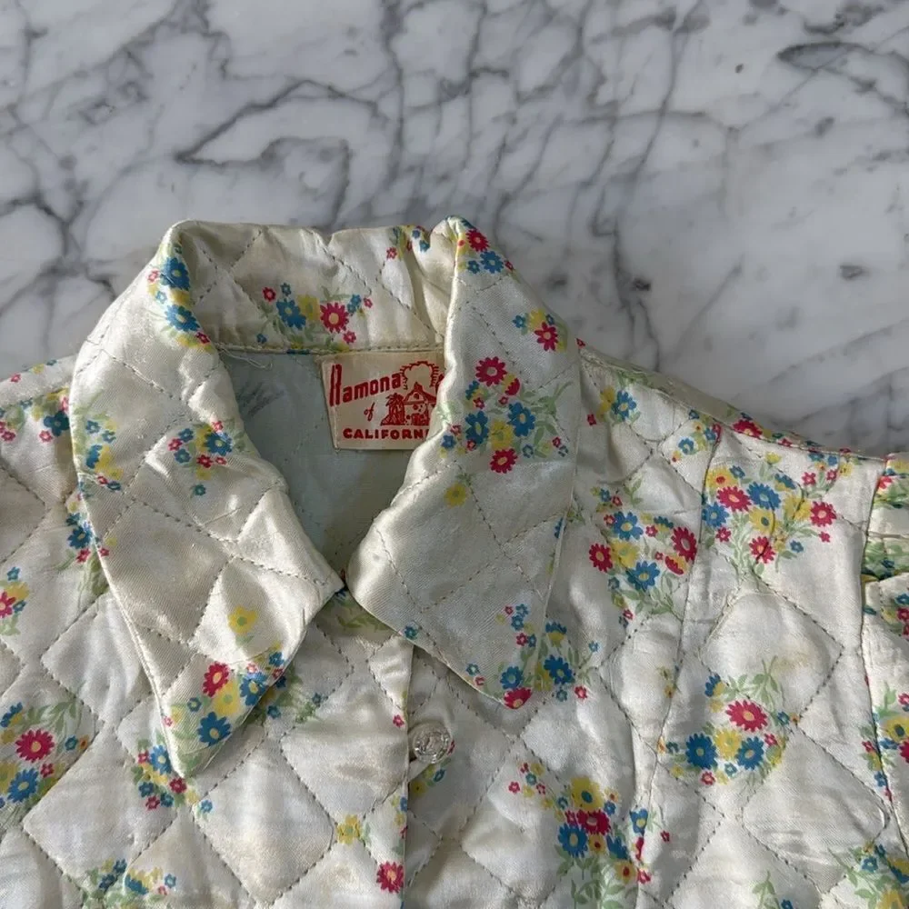 Vintage Quilted Girls Jacket Size 8/10 Cotton Cottagecore Ramona of California